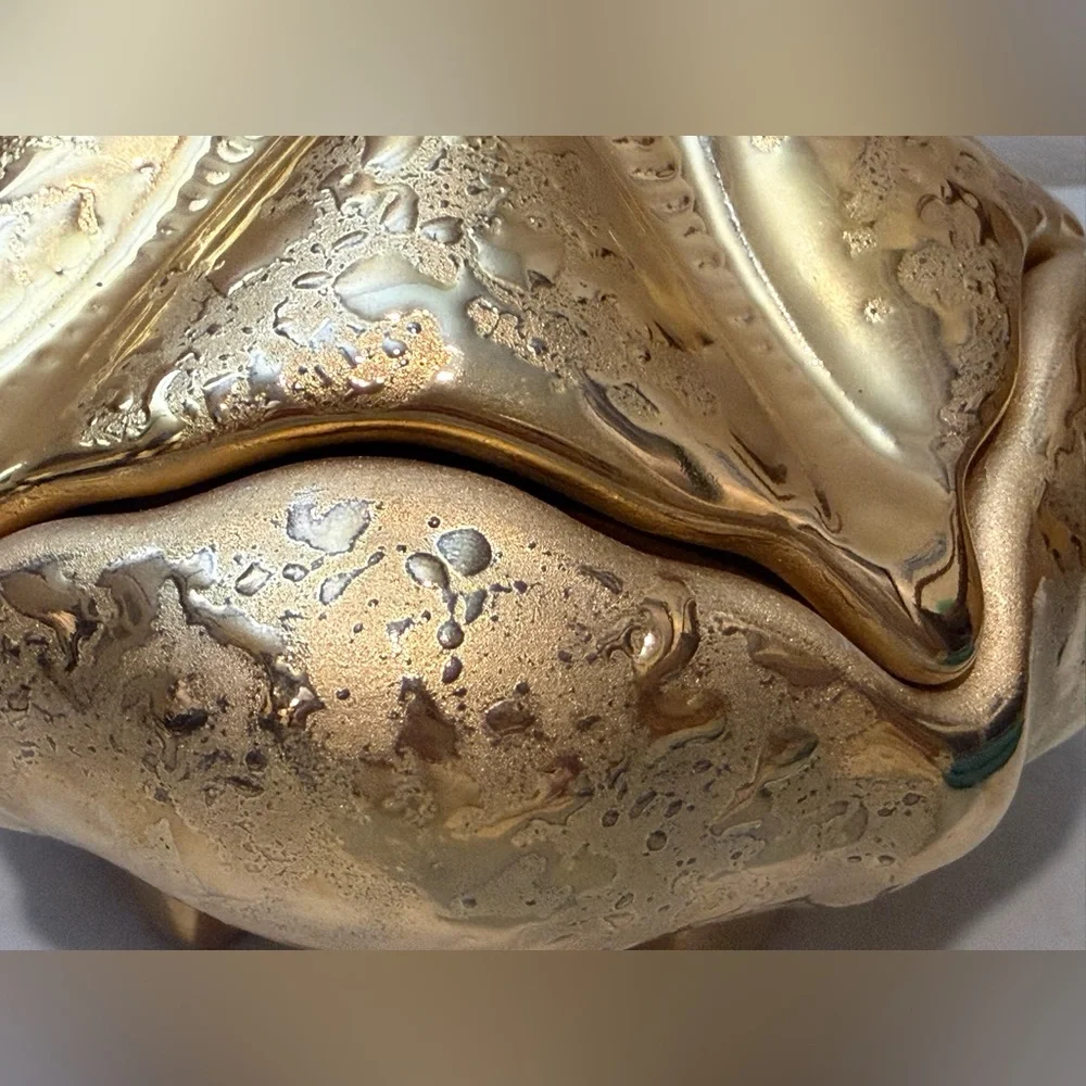Mid-Centry Modern‎ 22 Karat Gold Ceramic Footed Candy Dish